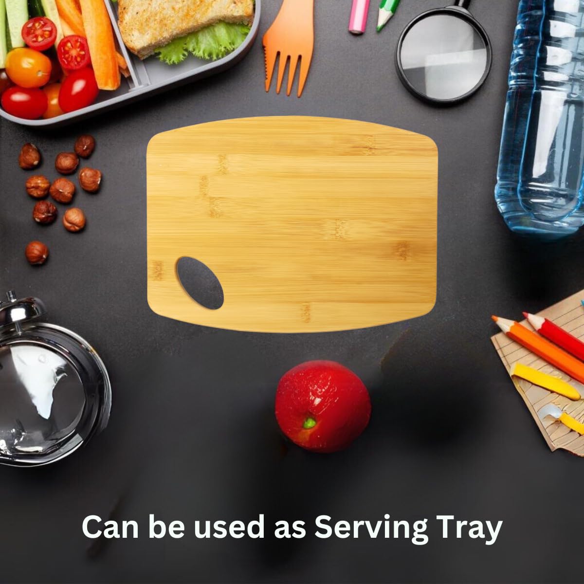 (Set of 12) 12"x9" Round Edge Bulk Plain Bamboo Charcuterie, Serving Tray, Chopping, Cutting Board for Customized Engraving Gifts (With Handle) Invisioncorp