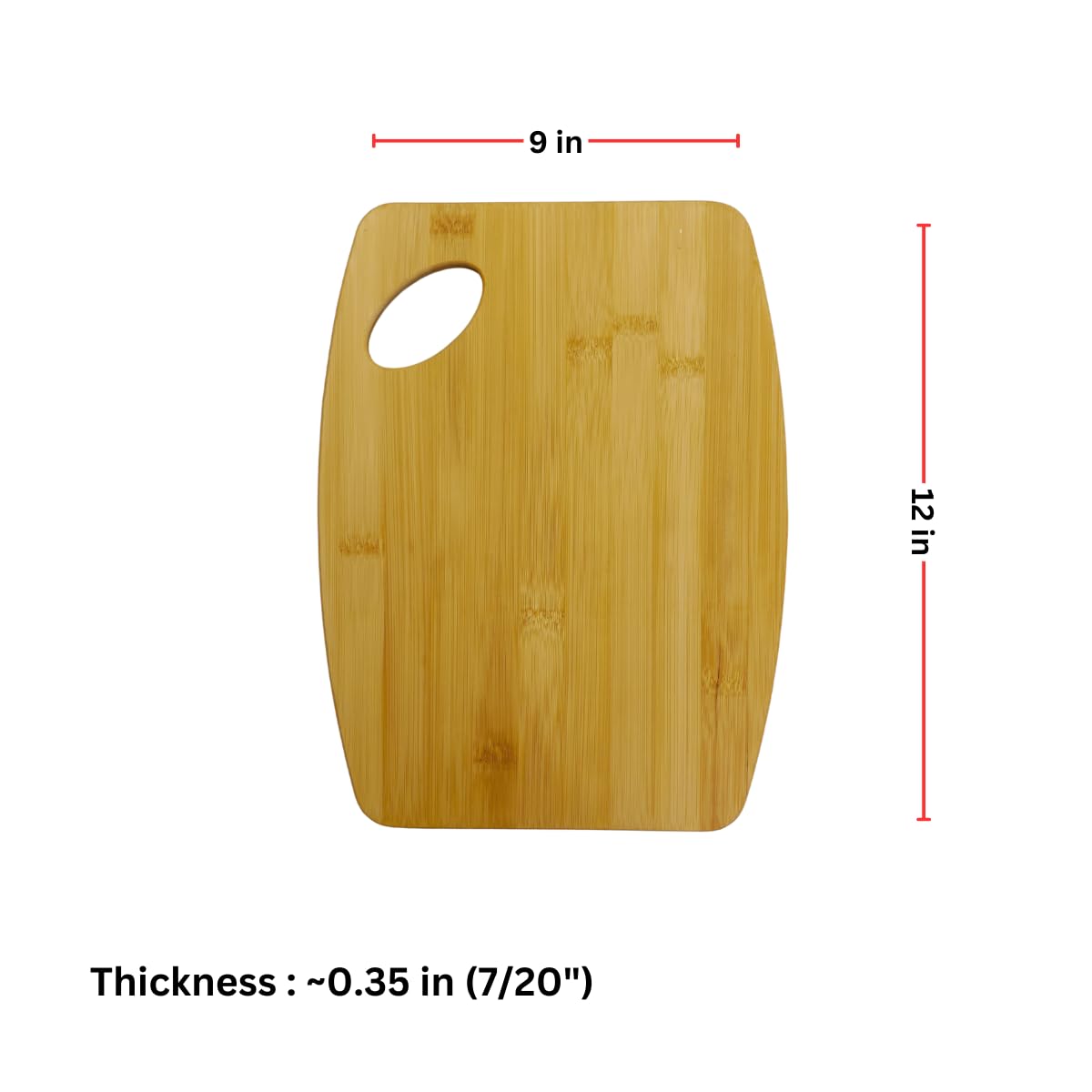 (Set of 12) 12"x9" Round Edge Bulk Plain Bamboo Charcuterie, Serving Tray, Chopping, Cutting Board for Customized Engraving Gifts (With Handle) Invisioncorp