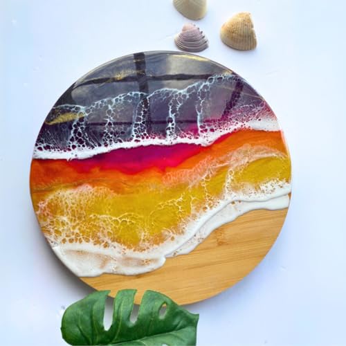 (Set of 6) 15" Round Bulk Plain Bamboo Cheese, Pizza Cutting Serving Board for Customized, Personalized Engraving Purpose, Wholesale Premium Bamboo Board Invisioncorp