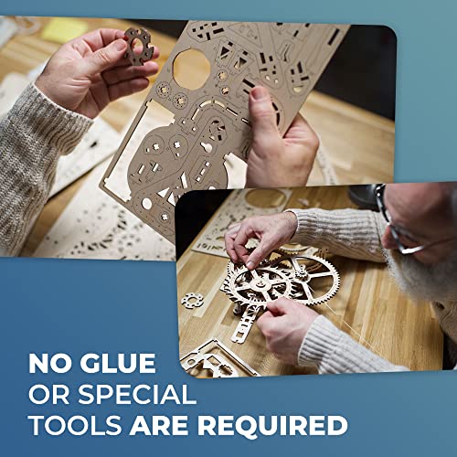 *UGEARS Aero Clock 3D Wooden 300+ pcs Puzzles for Adults Idea 3D Puzzle Clock to Build DIY Wooden Puzzle Mechanical Clock Kit - Wall Clock with UGEARS