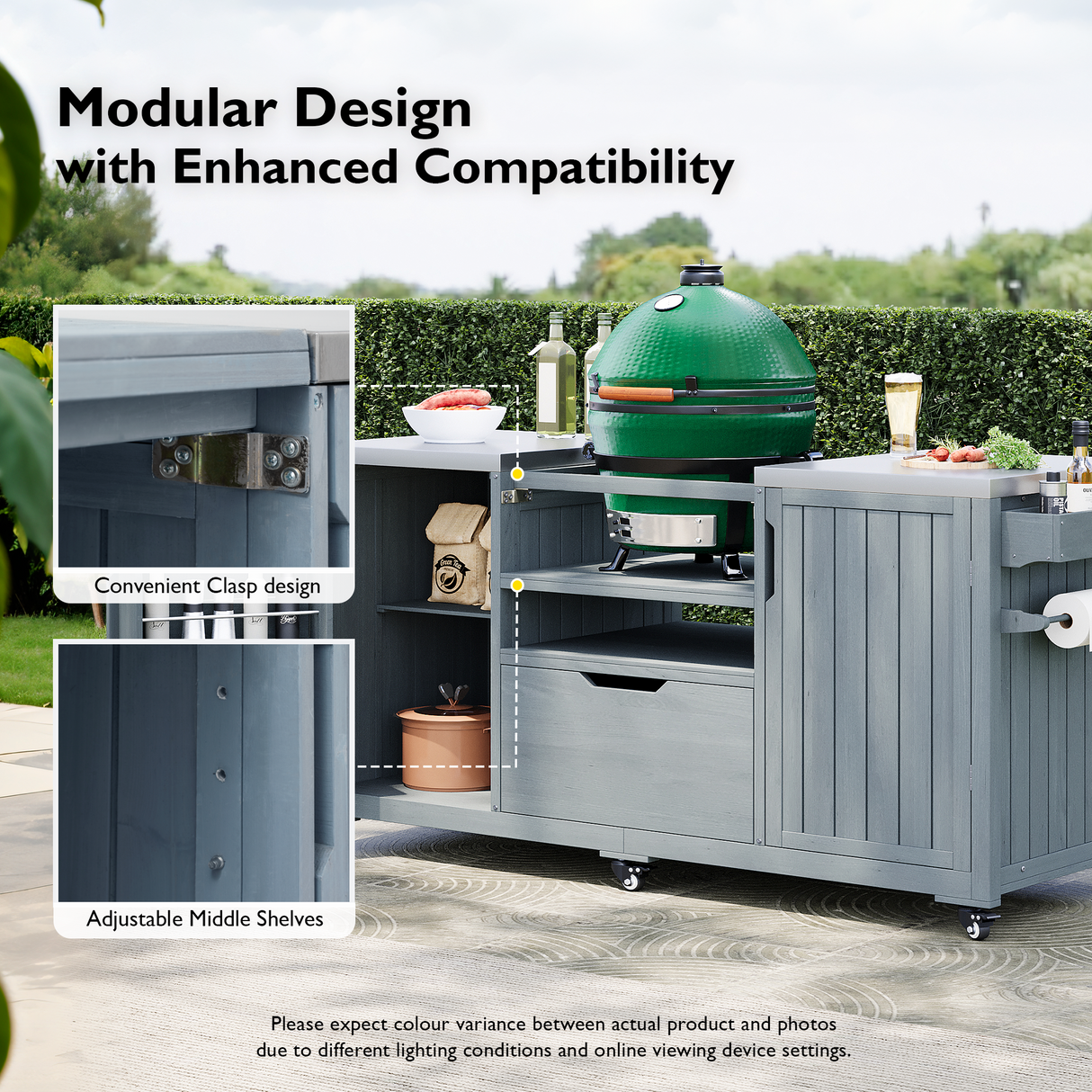 K&K 66.5" Outdoor Kitchen Island for Big Green Egg Grills