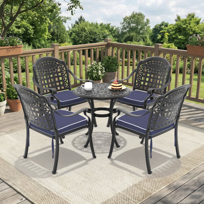 5-Piece Cast Aluminum Patio Furniture Set with Cushions