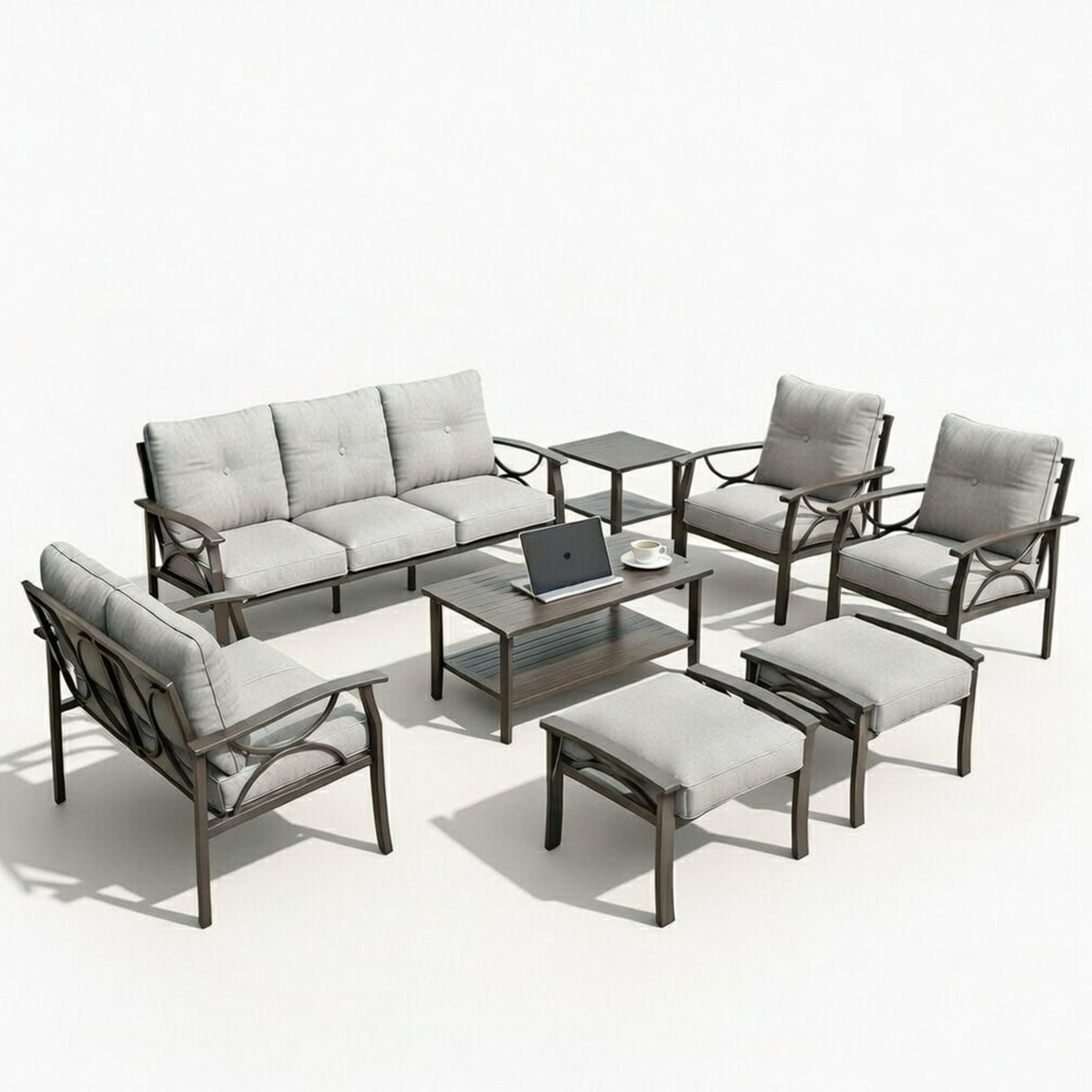 Patio Furniture Set with Coffee Table and Cushions for Backyard