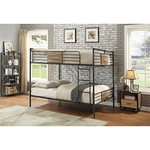 Acme Brantley Queen Over Queen Metal Bunk Bed in Sandy Black Acme