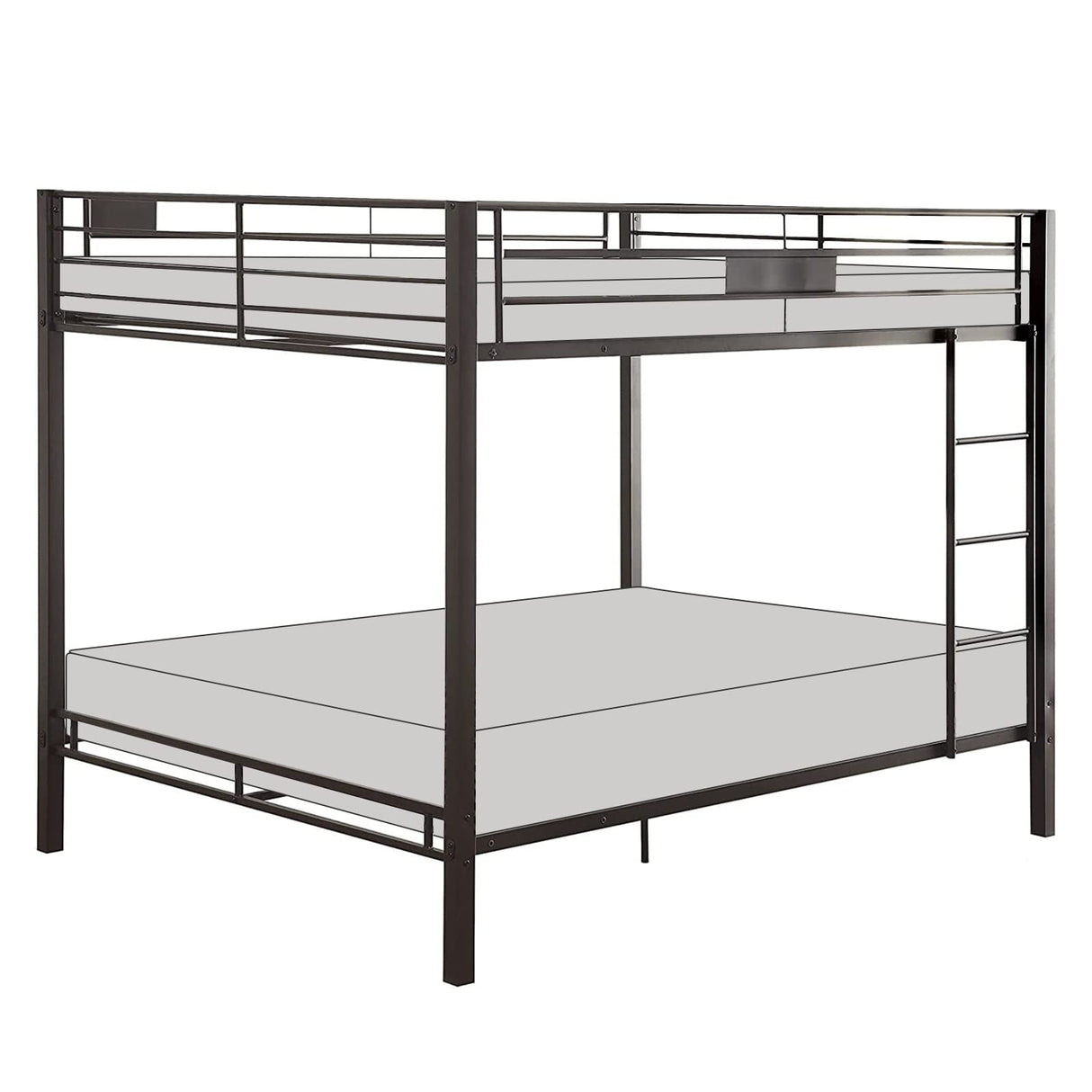 Acme Kaleb Metal Frame Queen Over Queen Bunk Bed with Ladder in Sandy Black Acme