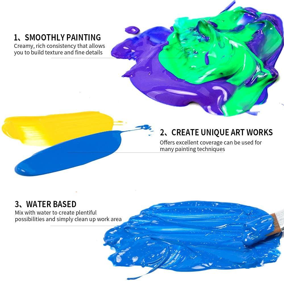 Acrylic Paint Set, 16 Colors Painting Supplies for Canvas Wood Fabric Ceramic Crafts, Non Toxic&Rich Pigments WoodArtSupply