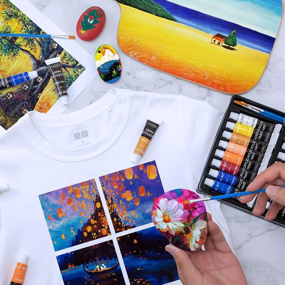 Acrylic Paint Set, 16 Colors Painting Supplies for Canvas Wood Fabric Ceramic Crafts, Non Toxic&Rich Pigments WoodArtSupply