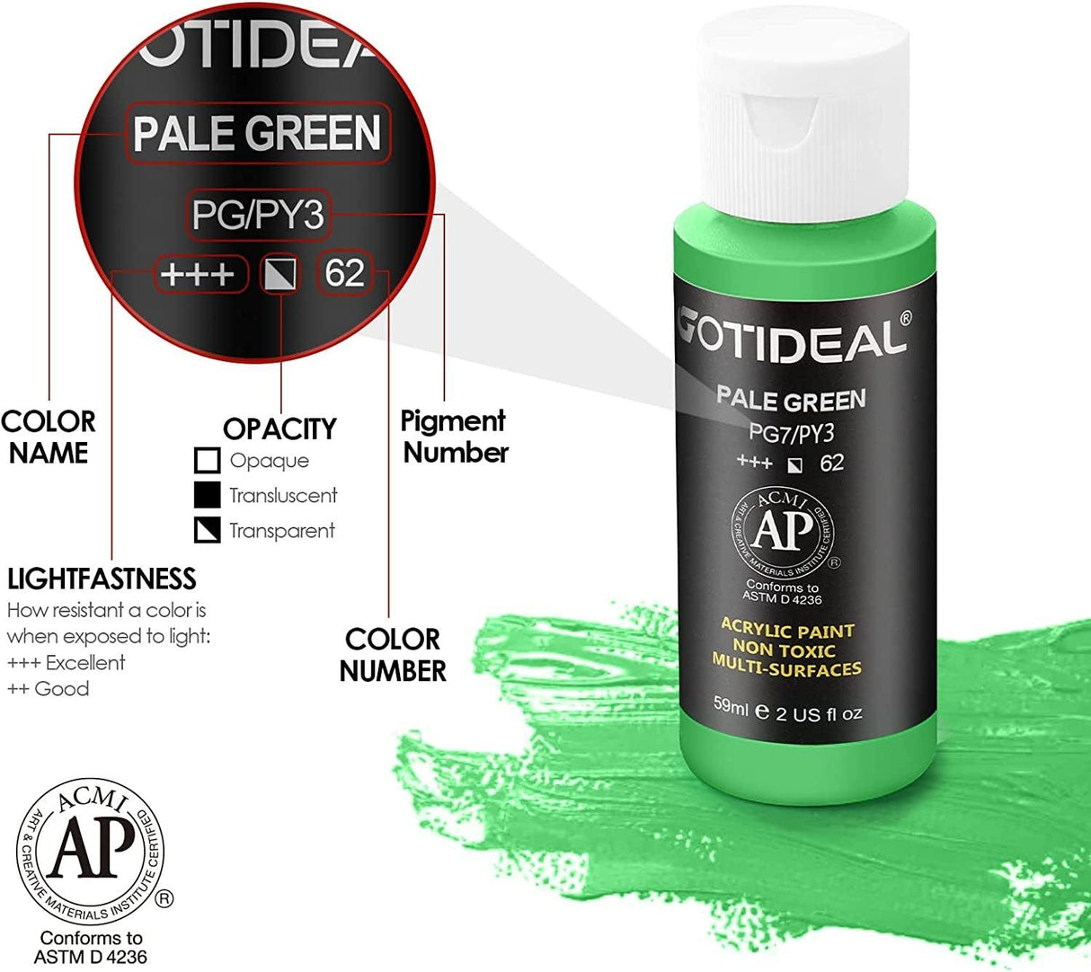 Acrylic Paint Set, 18 Colors(59Ml, 2 Oz) Art Craft Paint Non Toxic, Perfect for Hobby Painters, Artist WoodArtSupply