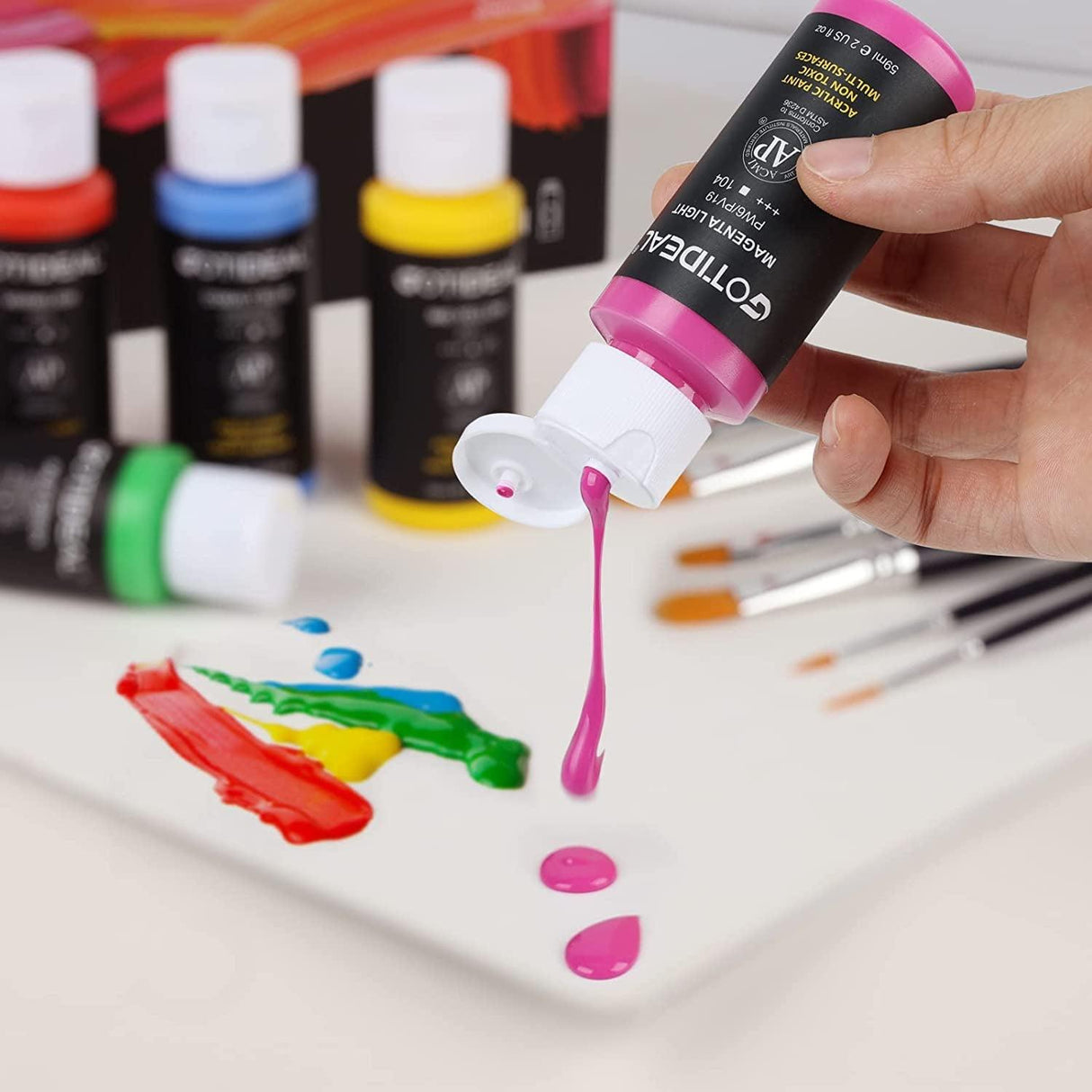 Acrylic Paint Set, 18 Colors(59Ml, 2 Oz) Art Craft Paint Non Toxic, Perfect for Hobby Painters, Artist WoodArtSupply