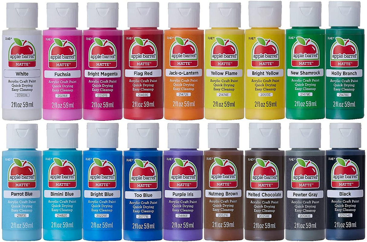Acrylic Paint Set, 2 Fl Oz (Pack of 18), Assorted Matte Colors, 18 Count WoodArtSupply