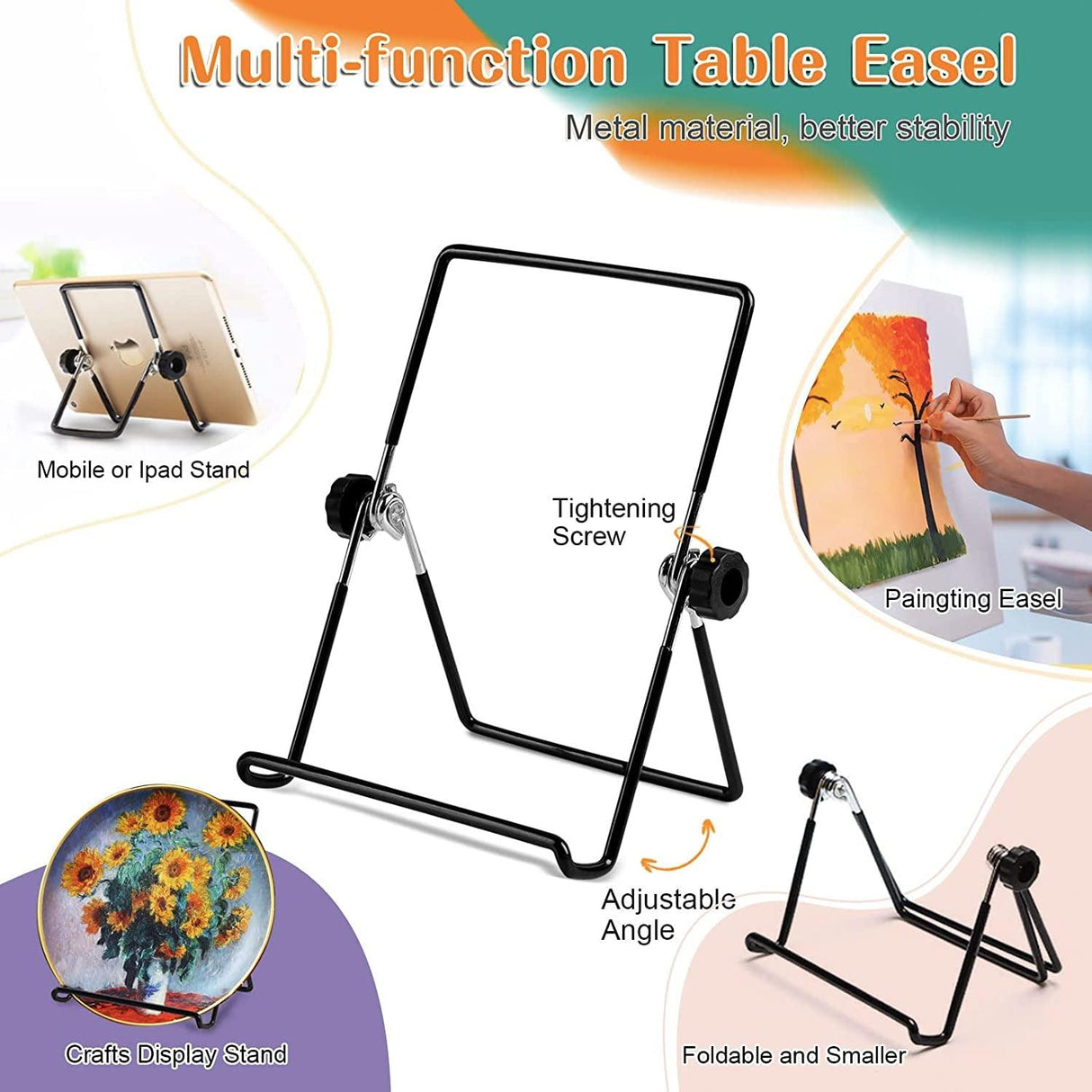 Acrylic Paint Set for Kids, Art Painting Supplies Kit with 12 Paints, 5 Canvas Panels, 8 Brushes, Table Easel WoodArtSupply