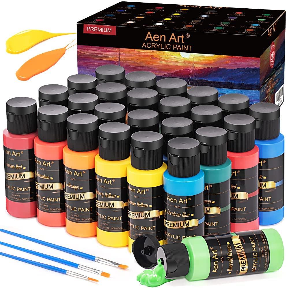 Acrylic Paint Set, Art Paints Crafts Acrylic Paint for Kids and Adults with  5 Brushes, Non Toxic Metallic Acrylic Paints for Wood Canvas Crafts Stone  Ceramic Model Painting and Christmas Decoration