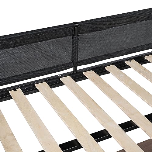 Adigyco Sturdy Metal Loft Bed with Built-in Desk, Shelves & Textilene Guardrails - Black Adigyco