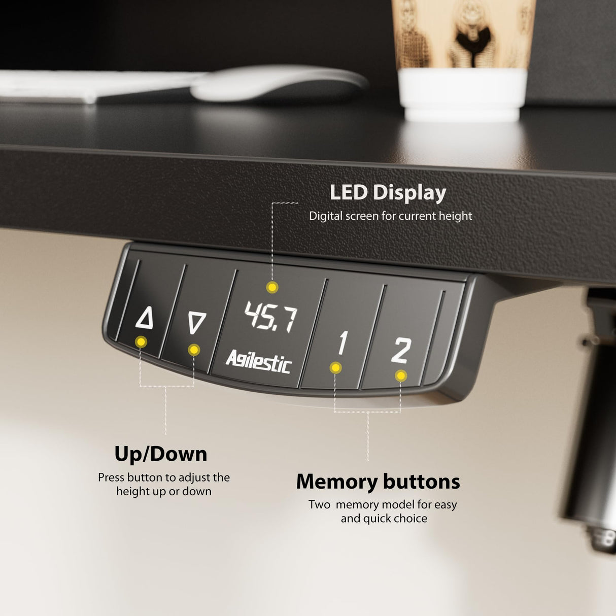 Agilestic 55 x 24 Inches Electric Standing Desk with 2 Storage Drawers, Stand Up Desk Adjustable Height, Sit and Stand Computer Table with Splice Board, Black Agilestic