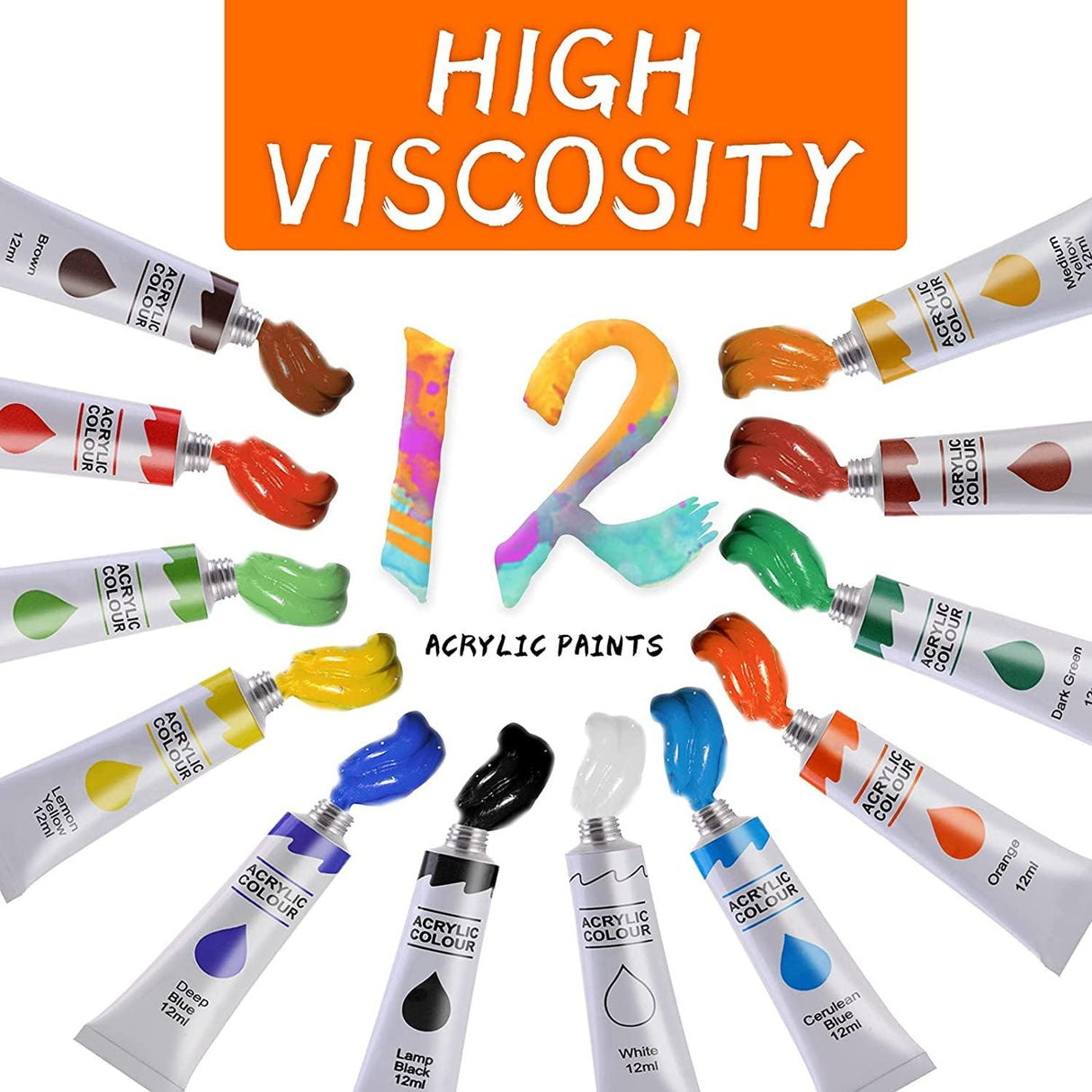 Art Paint Set for Kids, Painting Supplies Kit with 5 Canvas Panels, 8 Brushes, 12 Acrylic Paints, Multi-Function Table Easel WoodArtSupply