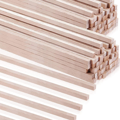 Balsa Wood Sticks 1/8 X 1/8 X 12 Inch Hardwood Square Dowels Unfinished Wooden Strips (60 Pieces)