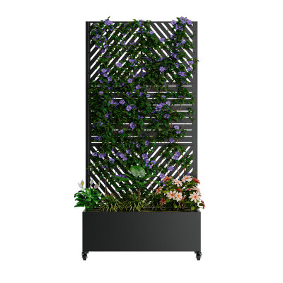 Metal Planter Box with Trellis, 73'x35'x16 Raised Garden Bed