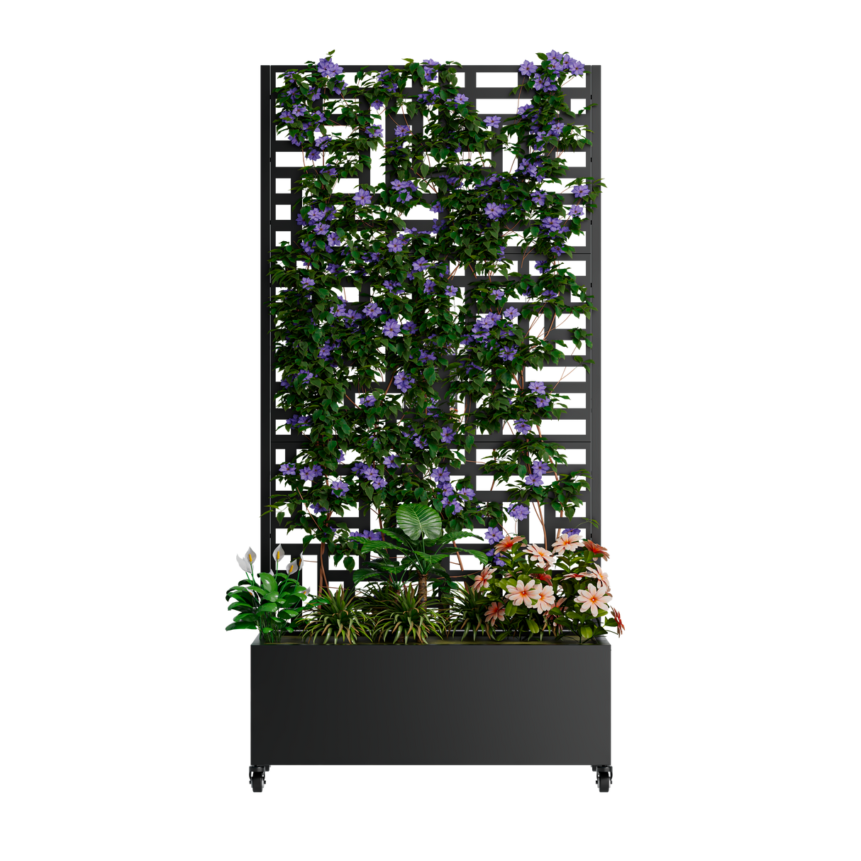 Metal Planter Box with Trellis, 73"x35"x16" Raised Garden Bed