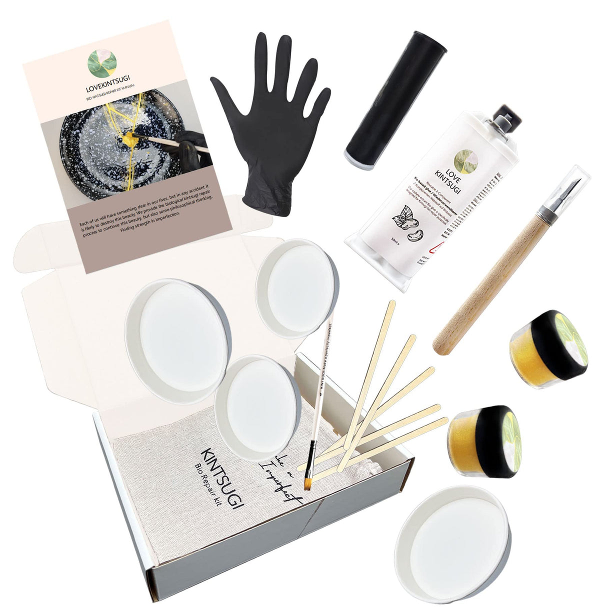 Bio Kintsugi Repair Kit, Food Safety Bio Resin Kintsugi Kit, Bio Based - Dishwasher Safety - Repair Your Meaningful Objects with Bio Glue, Perfect for Beginners, Japanese Art Kintsugi Craft EIGTWEN
