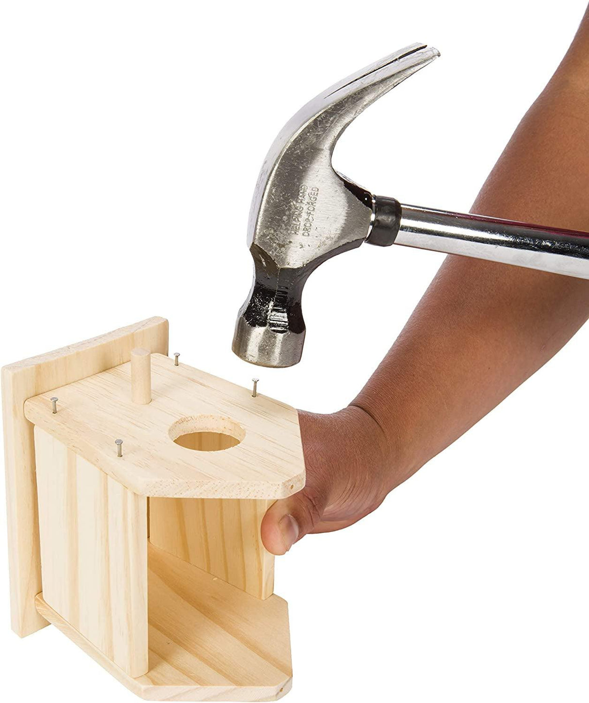 Build a Bird Bungalow DIY Kid Art Craft Outdoor Kit, 6" X 4" X 6" 4 Paints, 1 Brush, 7 Wooden Chain WoodArtSupply