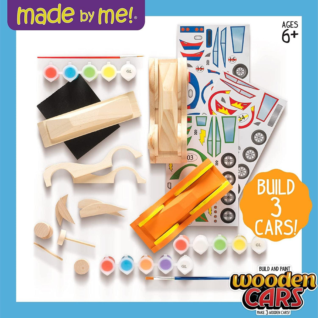 Build & Paint Your Own Wooden Cars DIY Wood Craft Kit 3 Race Cars Arts and Crafts Kit WoodArtSupply