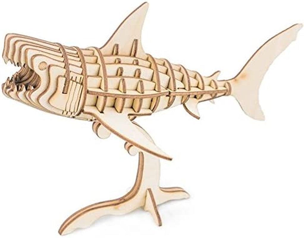 3D Wooden Shark Assembly Puzzle Craft Kit WoodArtSupply
