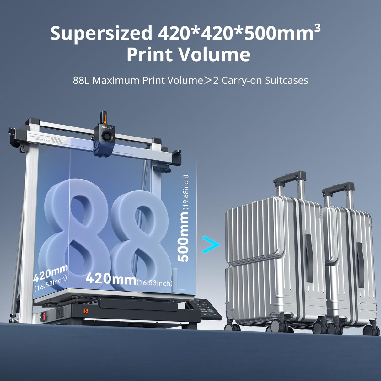 (Bundle Anycubic Kobra 3 Max Combo 3D Printer) Large Printing Volume Multicolor 3D Printer, 600mm/s High-Speed Printing Precise Auto-Leveling & Anti-Skip Upgrade 420 * 420 * 500mm Print Volume ANYCUBIC