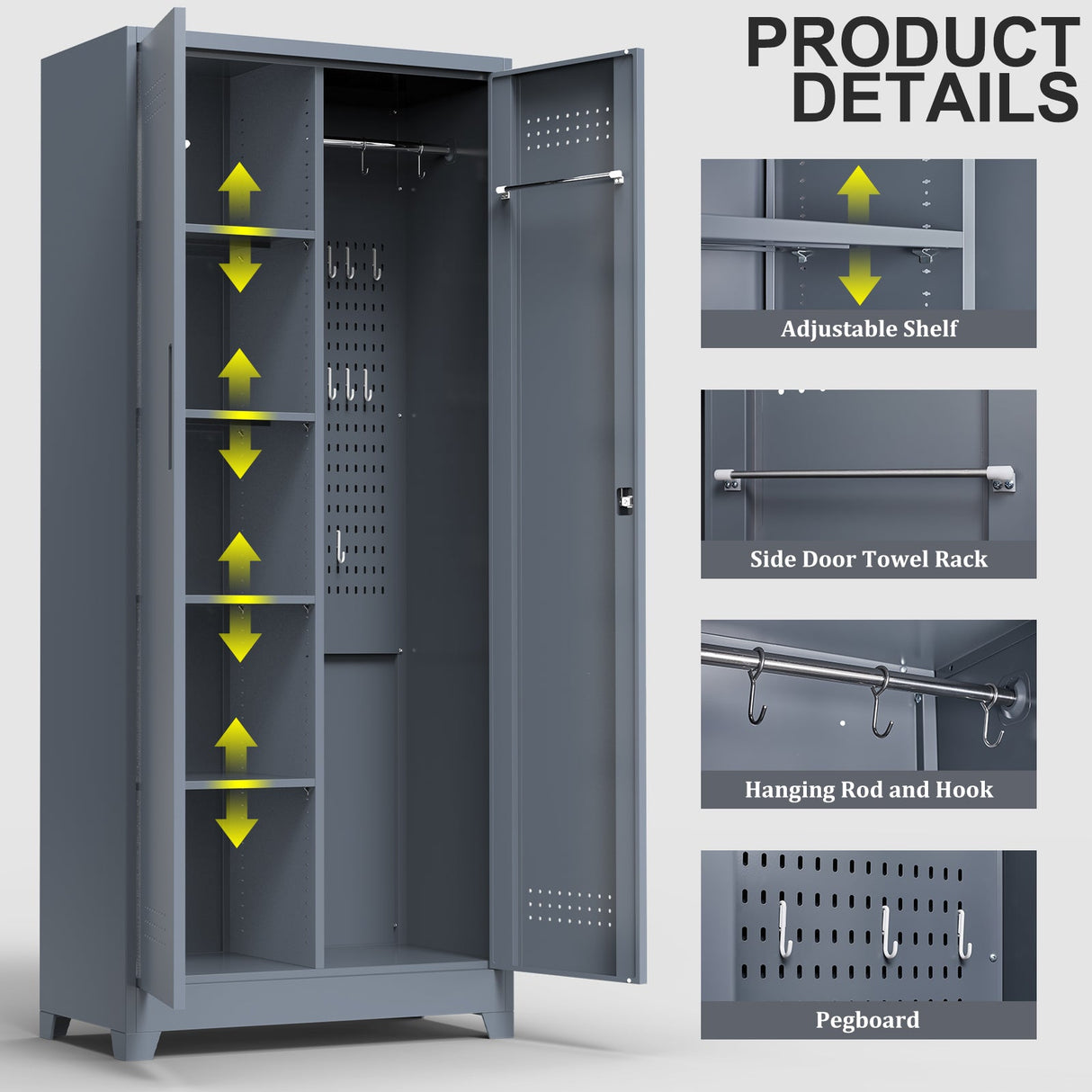 Gray And Metal Storage Cabinet
