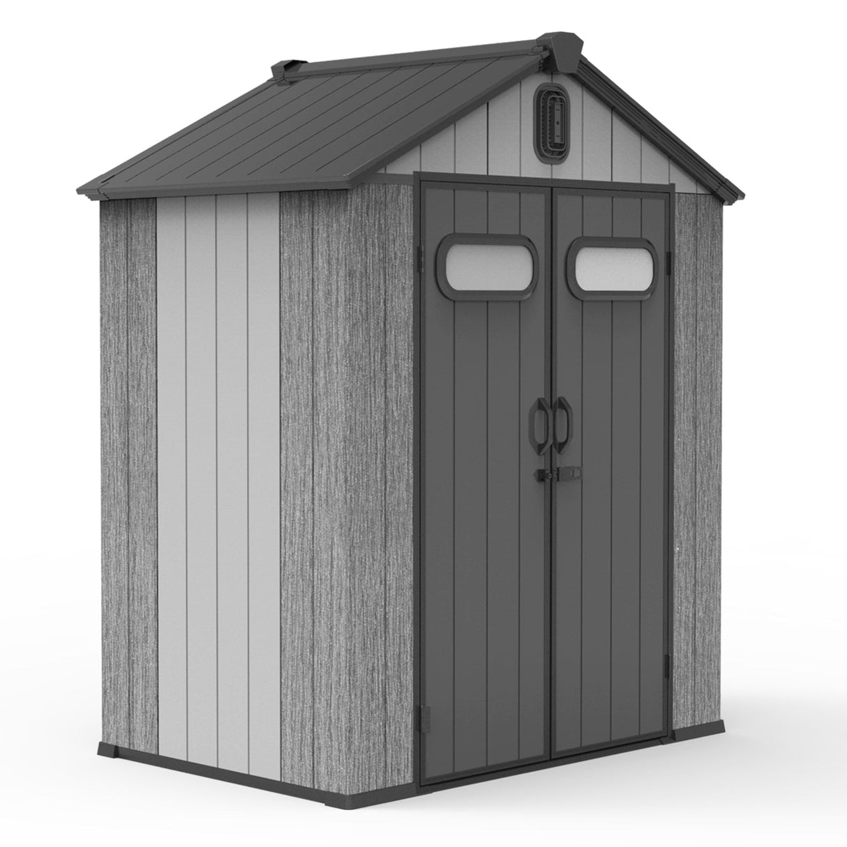 6x4FT Outdoor Resin Storage Shed with Transparent Windows & Louvered Vents