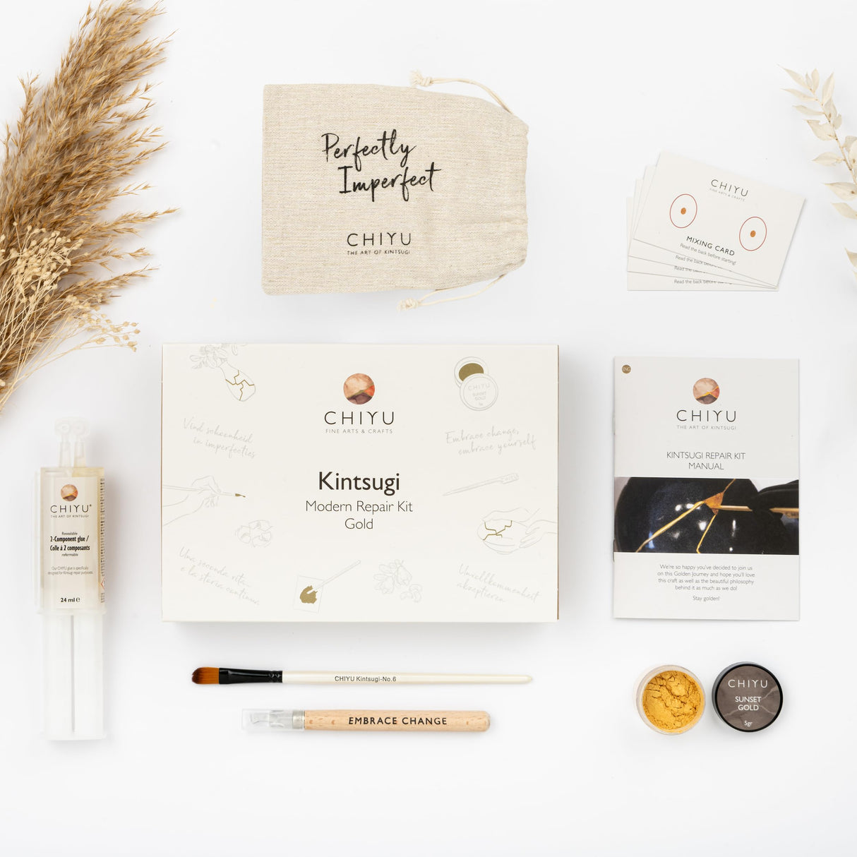 CHIYU Kintsugi Repair kit: Modern Repair Kit - Gold - Gold Glue - Food Safe - Dishwasher Safe - The Most Complete and Durable Kintsugi kit CHIYU