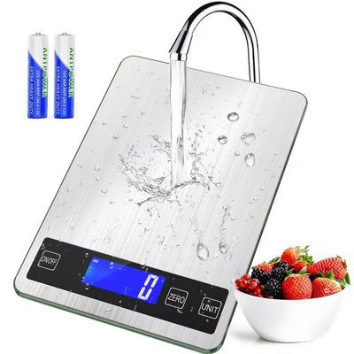 ''Cooking Master' 22lb Digital Kitchen Scale,Food Scale Measures in Grams and Ounces for Weight Cooking Baking,1g/0.1oz Precise Graduation,Stainless Steel and Tempered Glass