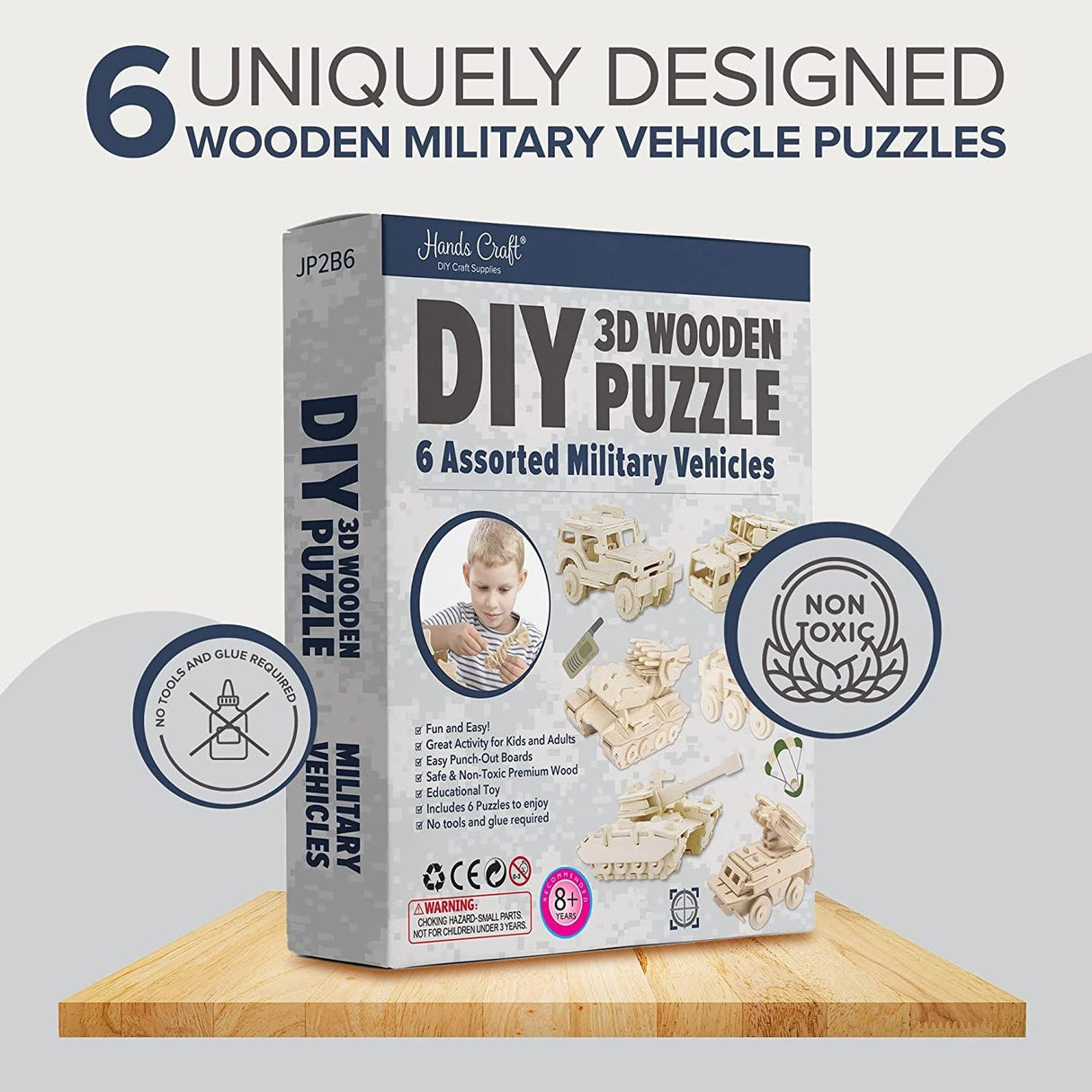 Craft Your Own 3D Military Vehicles Wooden Puzzle Set – 6 Fun DIY Brain Teasers WoodArtSupply
