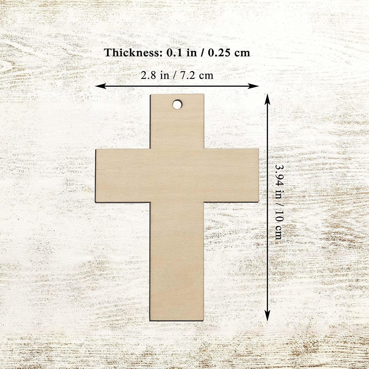 Cross Wooden Hanging Shaped Wood DIY Craft Cutout Slices with Hole Hemp Ropes Gift Tag (2.8X3.9 In, 20-Pack) WoodArtSupply