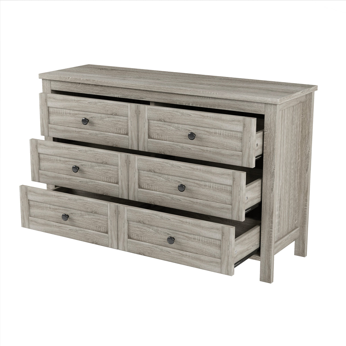 3-Pieces Bedroom Set Queen Size Farmhouse Platform Bed with Storage Headboard and Charging Station
