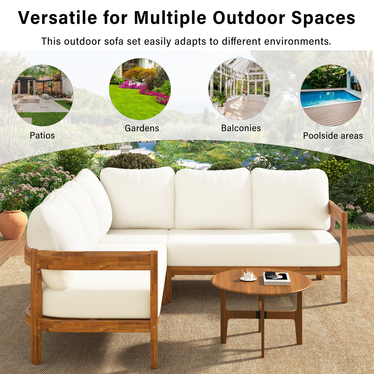 U_Style Acacia Solid Wood Patio Furniture Set