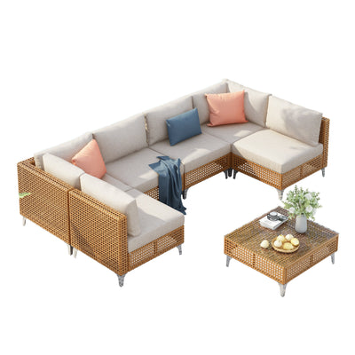 K&K 7-Piece Wicker Patio Furniture Set