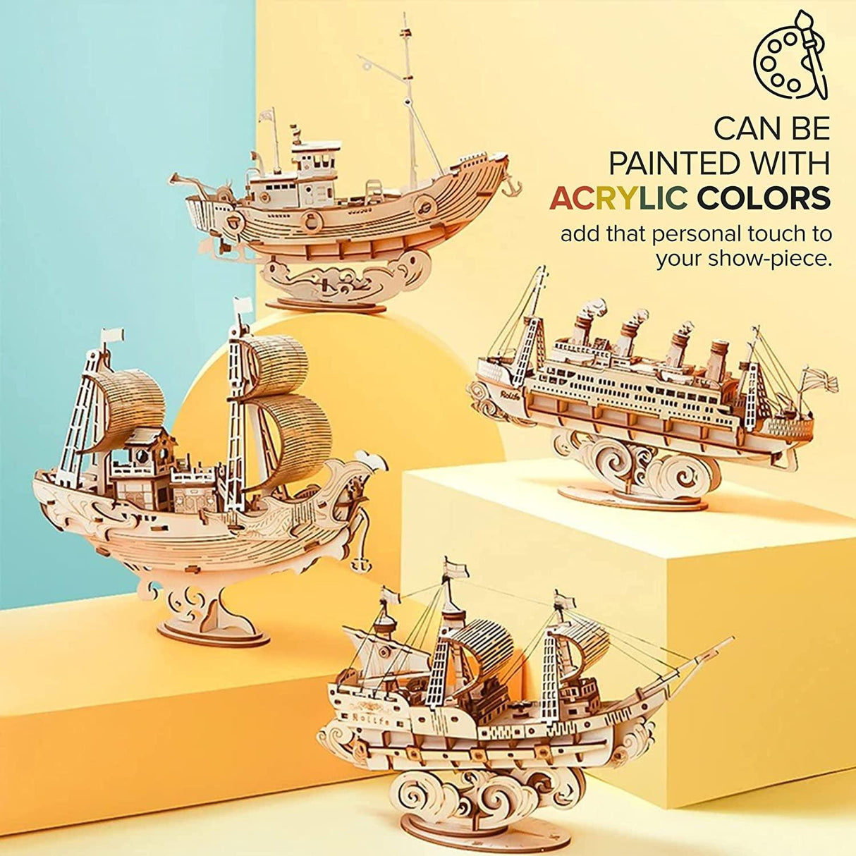 DIY 3D Laser Cut Wooden Sailing Ship Puzzle Kit for Educational STEM Fun WoodArtSupply