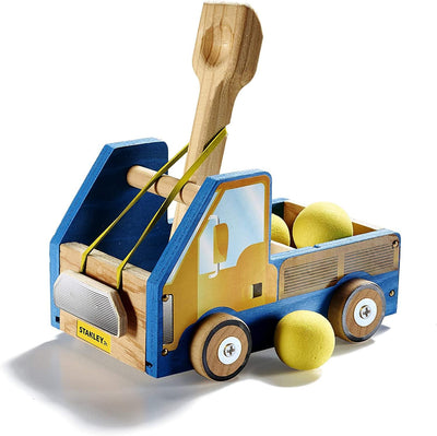 DIY Truck Catapult Building Kit for Kids Yellow Wood Construction Toy Beginning Woodworking Set with Paints