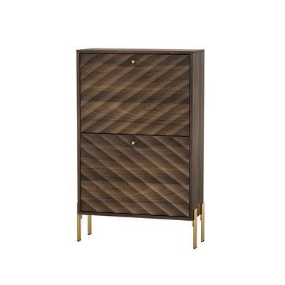 Shoe Cabinet, Freestanding Organizer For Entryway - Walnut