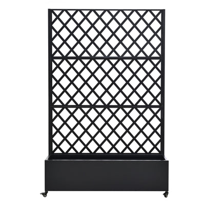 Metal Raised Garden Bed with Wheels and Trellis