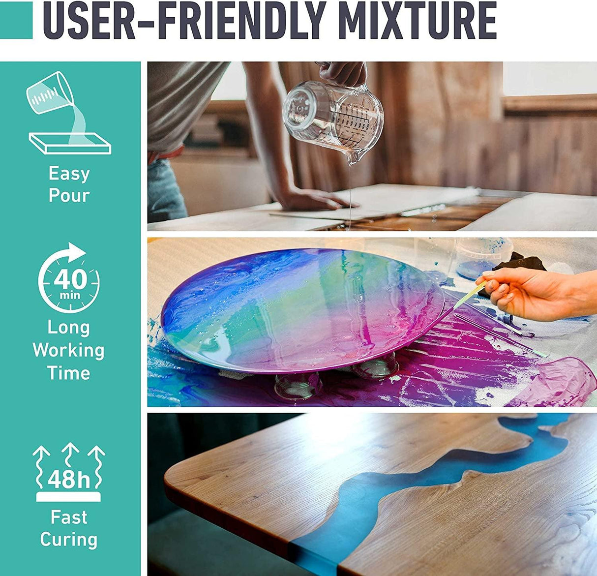 Epoxy Resin Kit, 1 Gallon High-Performance Self-Leveling, Crystal Clear and Ultra-Glossy, Perfect for Table Tops, Crafts WoodArtSupply