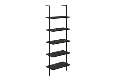 5-Tier Ladder Bookshelf with Marble Look for Office & Home