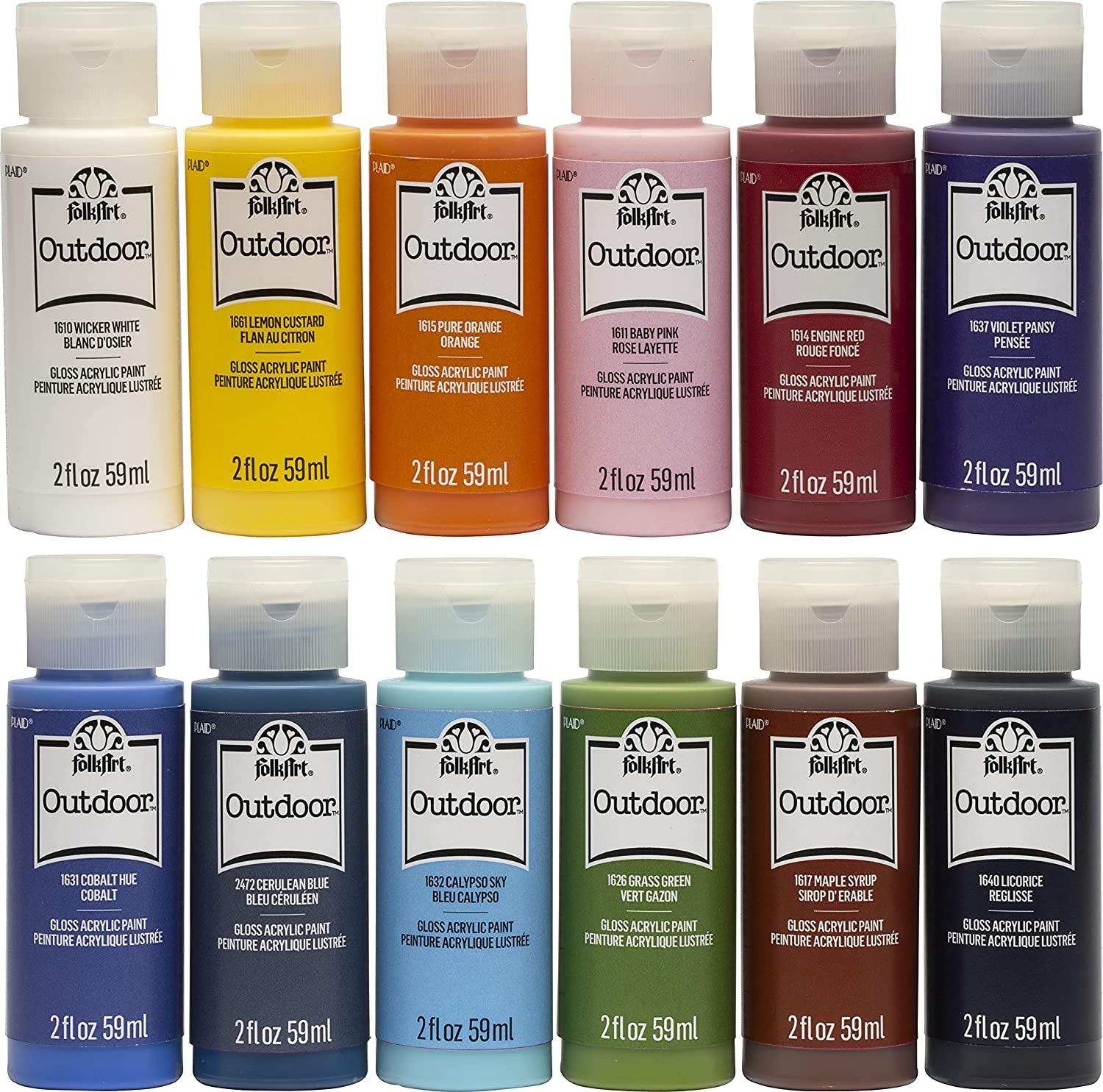 FolkArt Outdoor Acrylic Paint in Assorted Colors 2 Ounce 1666 Metallic Amethyst