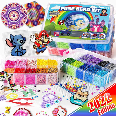Fuse Beads for Kids Craft Art 106 Patterns Fusebead Melty Fusion Colored Arts and Crafts Set