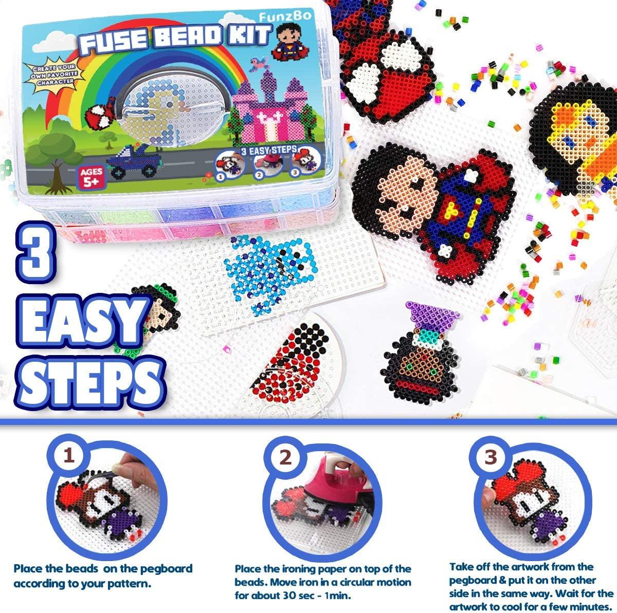 Fuse Beads for Kids Craft Art 106 Patterns Fusebead Melty Fusion Colored Arts and Crafts Set WoodArtSupply