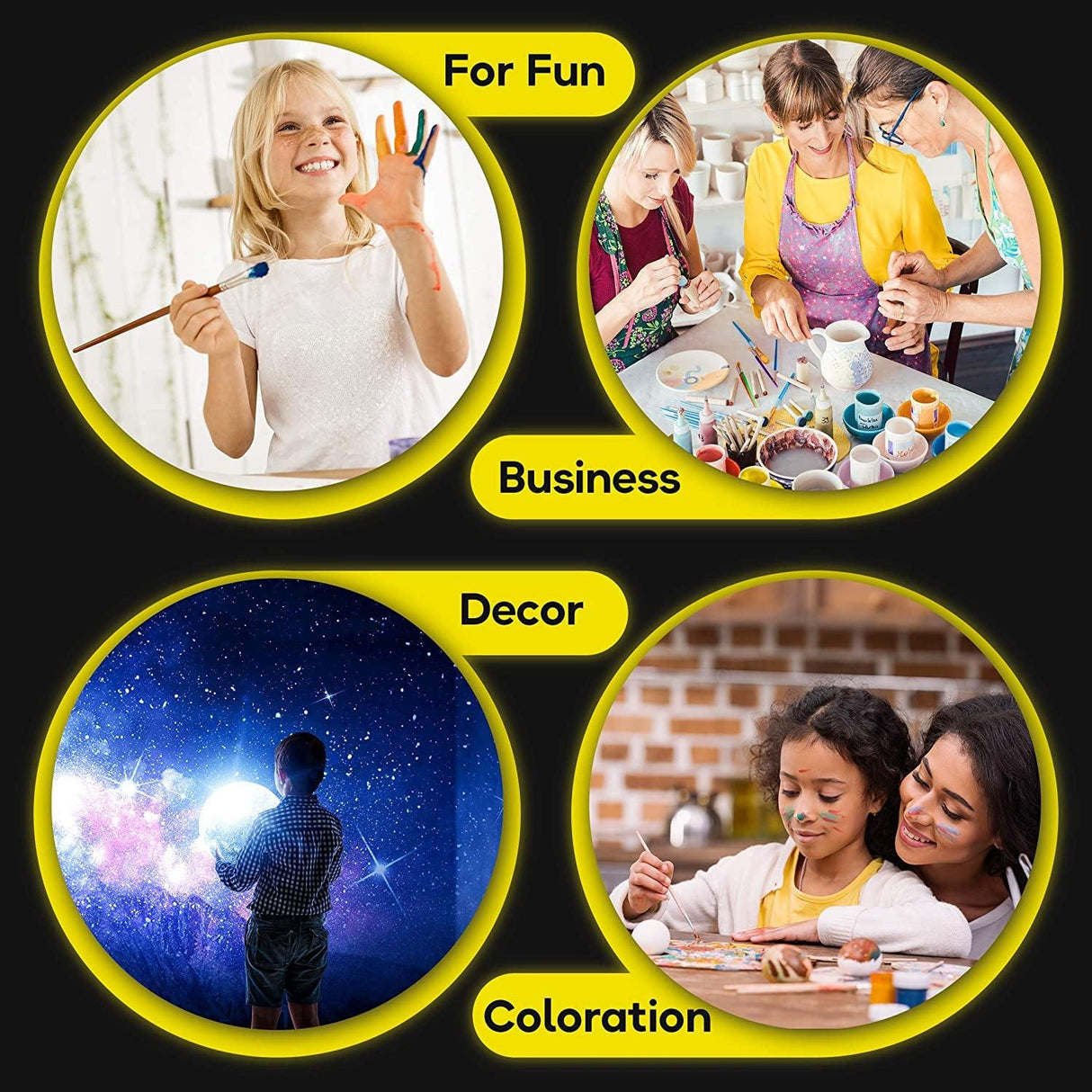 Glow in the Dark Acrylic Paint - Fluorescent Paint for Canvas - Neon Craft Paint - Blacklight Paint Set WoodArtSupply