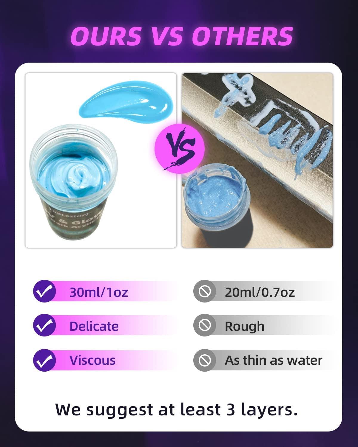 Glow in the Dark Paint,10 Extra Bright Colors 30 Ml / 1 Oz Glow in Dark Paint, Glow Paint WoodArtSupply