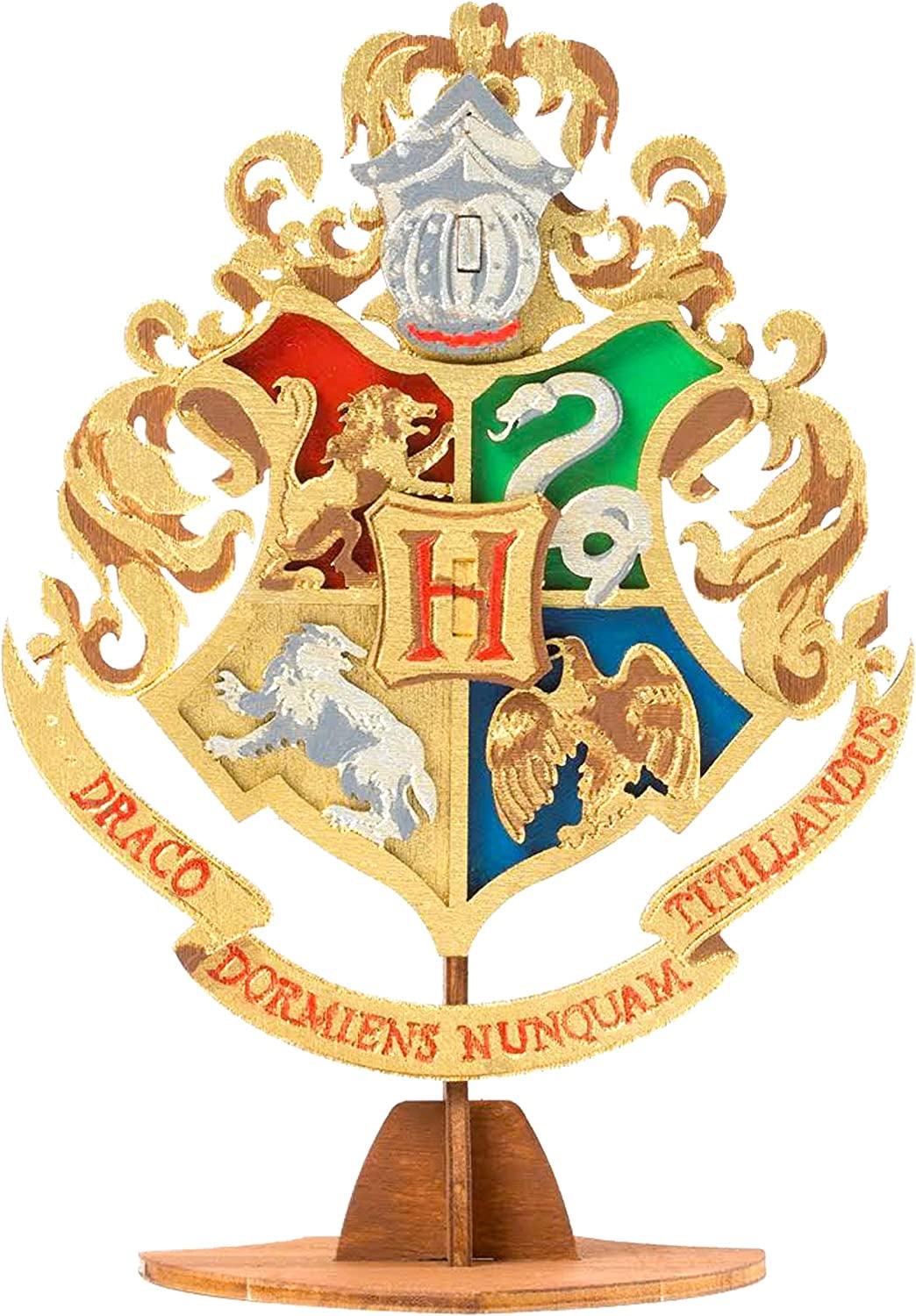 Harry Potter 3D Wood Puzzle Kit - Hogwarts Crest Build & Paint Model (7 Pieces) WoodArtSupply