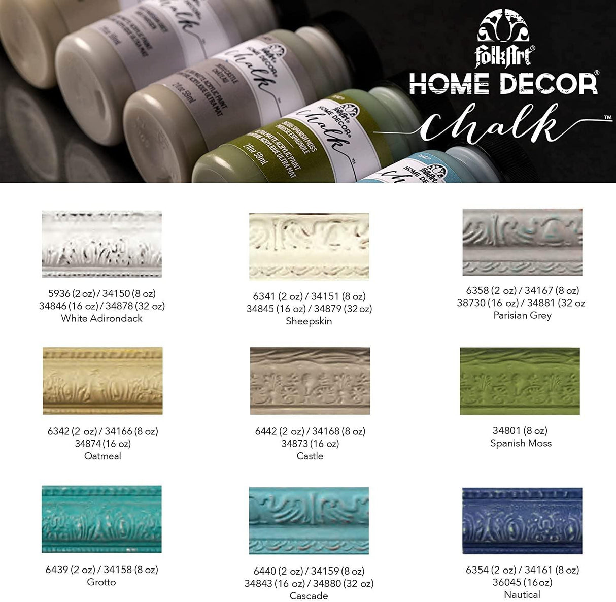 Home Decor Ultra Matte Chalk Finish Acrylic Craft Paint Set Formulated for No-Prep Application 2 Oz WoodArtSupply