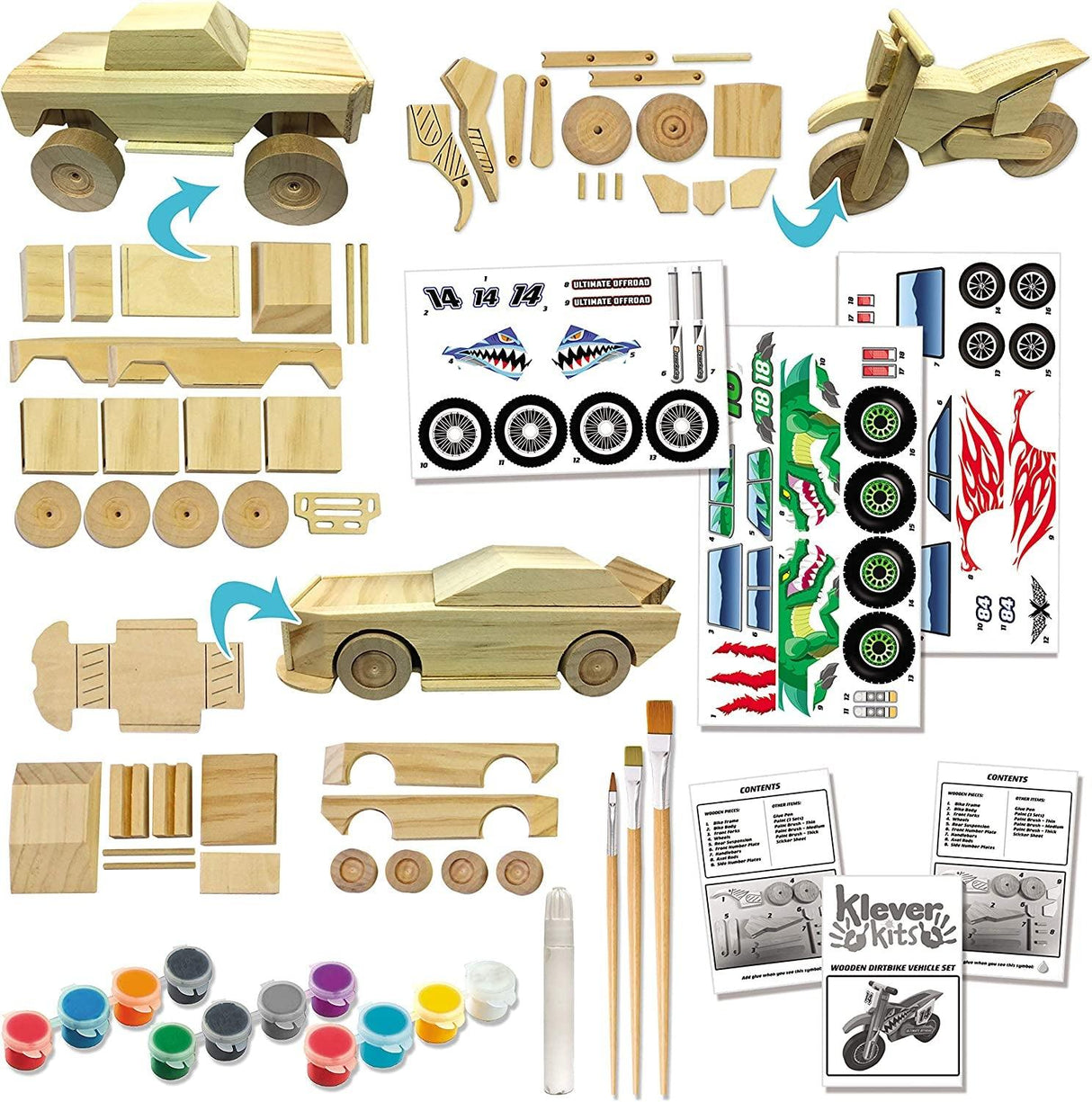 Kids Craft Kit Build & Paint Your Own Wooden Race Car Art & Craft Kit DIY Toy Make Your Own Car WoodArtSupply